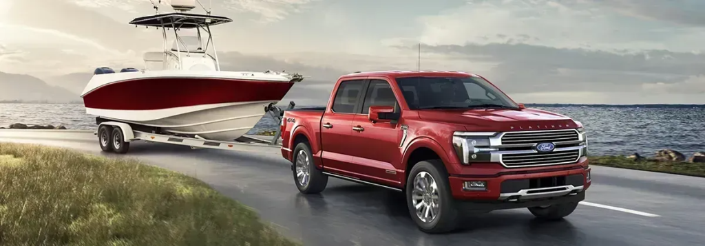 Red ford F-150 towing