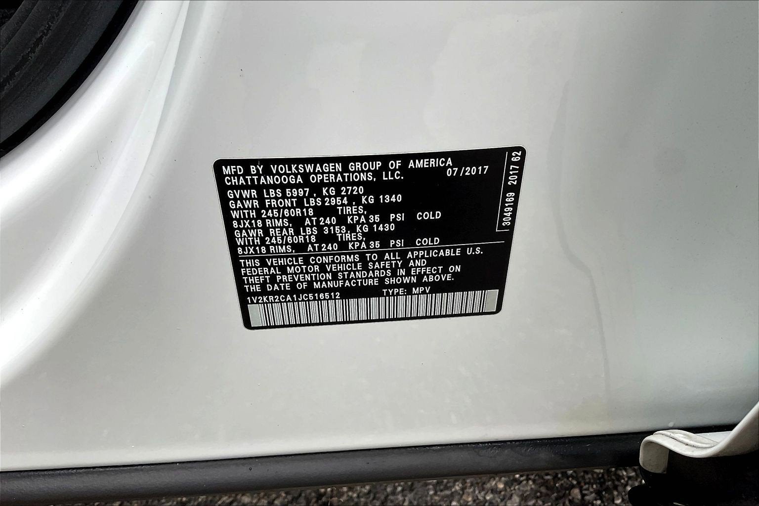 2018 Volkswagen Atlas 3.6L V6 SE