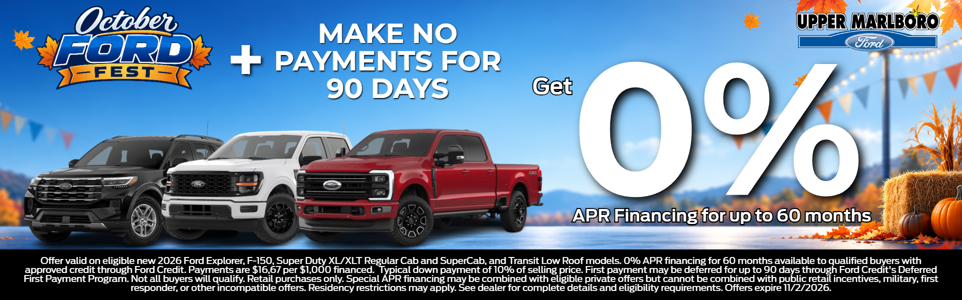 0% APR + No Payments for 90 Days